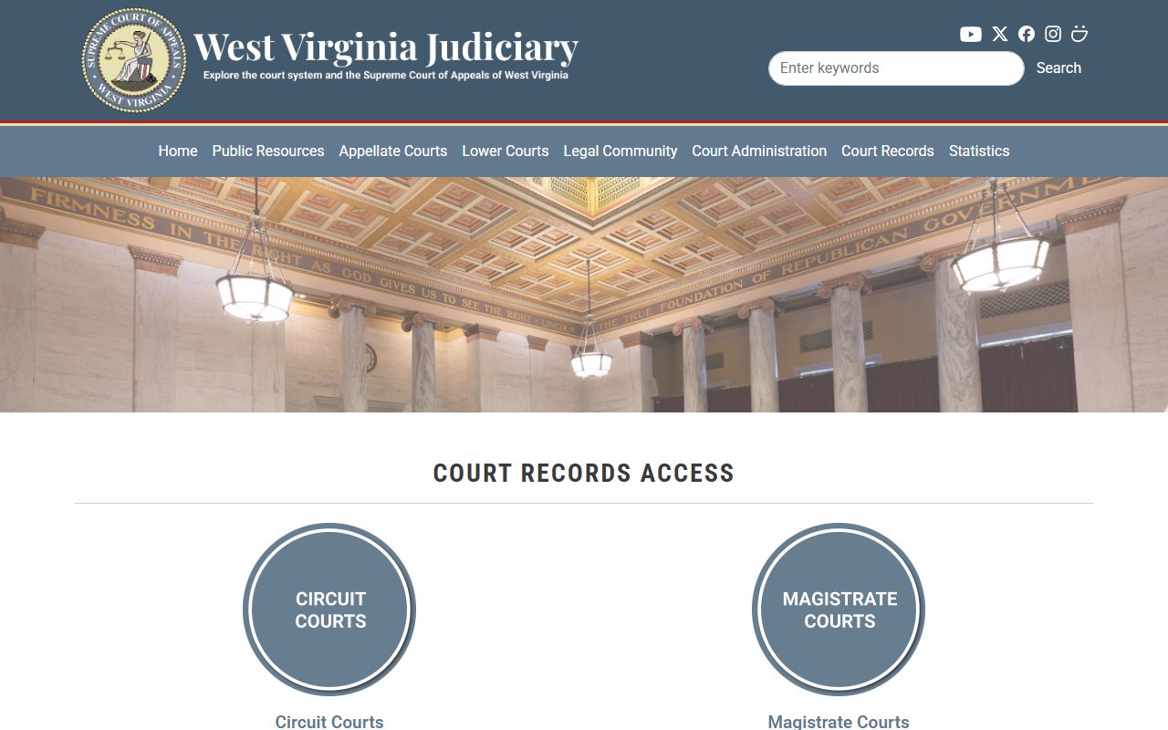 West Virginia court record access page for Nicholas County jail arrest records